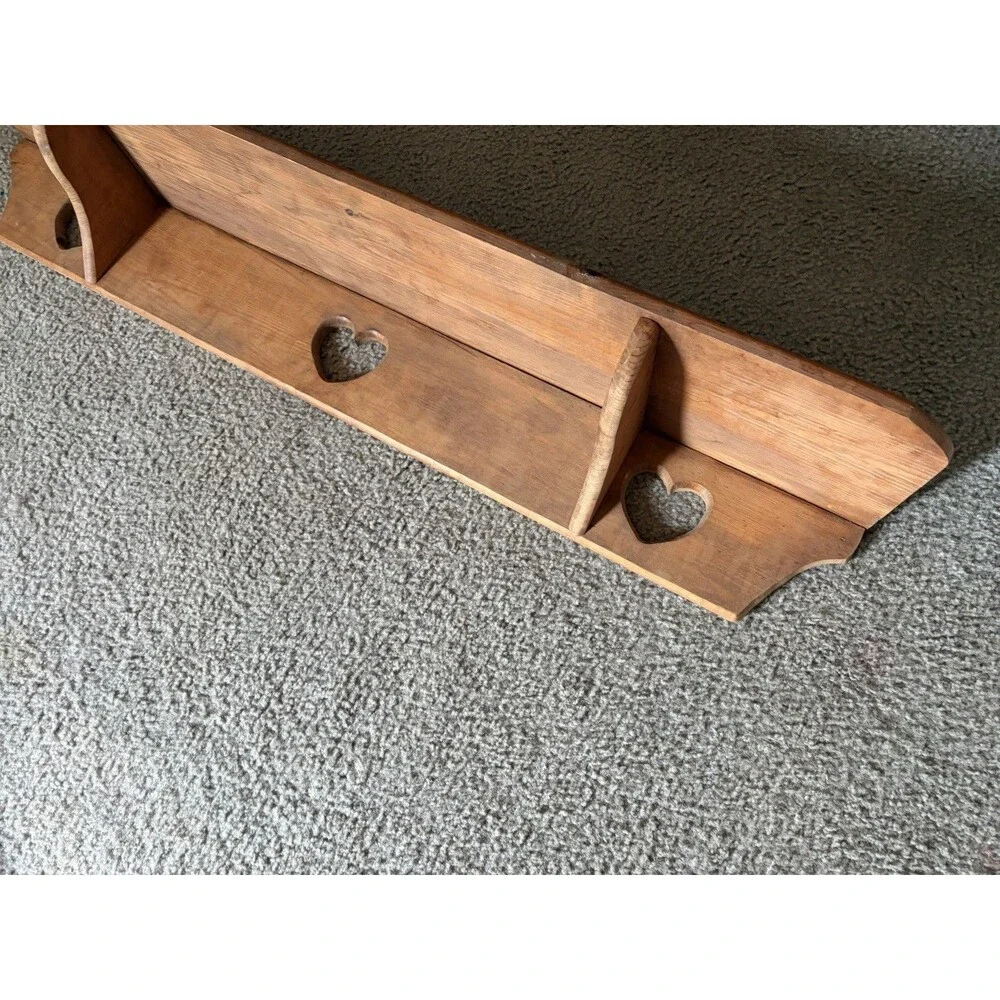 VTG Heart Shelf Cottage Core Handmade Wooden Hearts 48 INCH